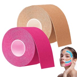 NELLHOMY 2 Rolls of Kinesiotapes Face, 2 cm x 5 m Tapes for Face, Face Lifting Tape, Kinesiology Tape, Face Tightening Tape, Anti Wrinkle Plaster, Myofascial Face Tightening Tape