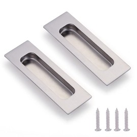 Mogokoyo Pack of 2 Stainless Steel Shell Handles, Hidden Furniture Handles, Drawer Handles, Vintage Sliding Door Handle, Oval Inlet Handle with Screw for Cabinets/Sliding Door/Drawers (Silver)
