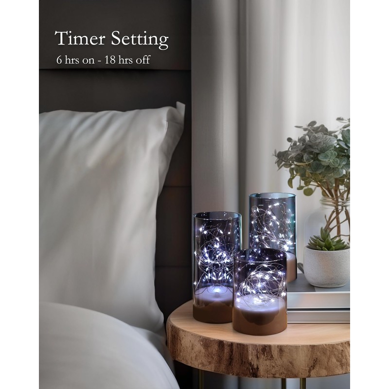 Homemory Flickering Flameless Candles with Remote, Embedded String Lights in