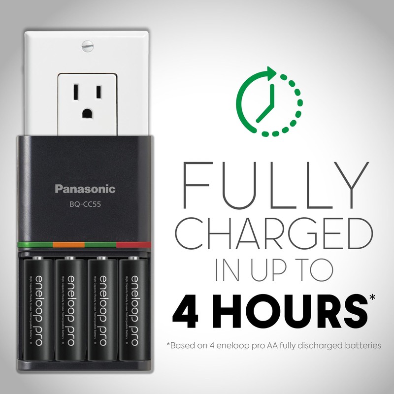 Panasonic K-KJ55KHC4BA Advanced 4 Hour Quick Battery Charger with 4AA