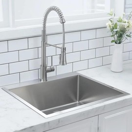 Comllen 22x18 Inch Drop in Kitchen Sink,16 Gauge Topmount RV Small Kitchen Bar Sinks,Stainless Steel Outdoor Prep Single Bowl Workstation Wet Bar Sink