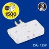 Ohm (OHM) HS-A39/W 06-4964 Ohm Electric Power Tap, 3 Outlets,