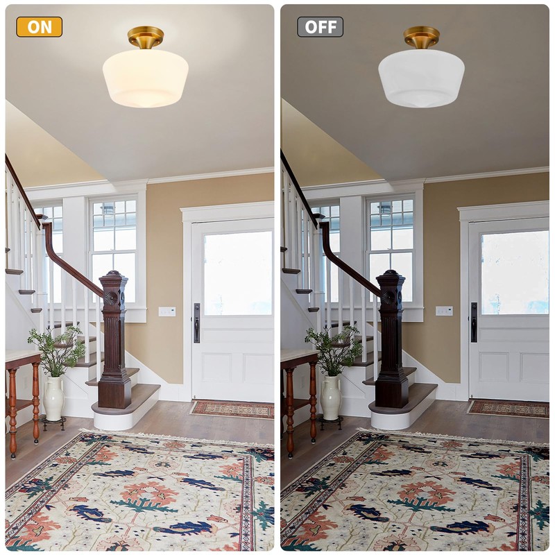 youngrender Schoolhouse Light Fixture Modern Gold Ceiling Light,Semi Flush Mount