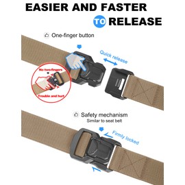 JUKMO Tactical Belt, Military Hiking 3.8 cm Work Belt with Quick Release Heavy Buckle, Coyote