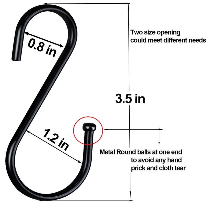 20 Pack S Hooks for Closet,Jeans Hooks for Closet,Heavy Duty