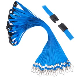 Segus Lanyard Lanyard, Lanyard with Safety Lock and Carabiner, Pack of 10 Imitation Nylon Lanyard for ID Sleeves, Keys, Plastic Cards (Blue)