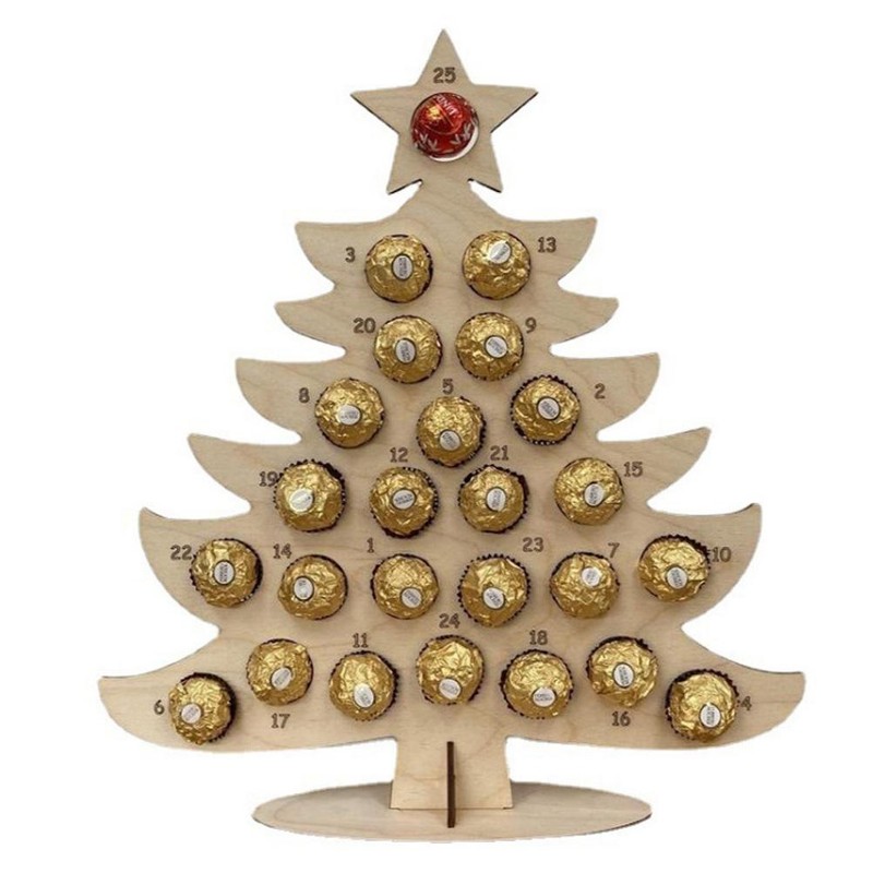 Wooden Advent Calendar Christmas Chocolate Stand Christmas Ornaments Party Decoration