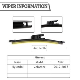 (Pack of 2) Rear Wiper Blade Set Replacement for Hyundai Veloster 2012-2017,Turbo Back Windshield Window,Rear wiper Accessories Factory OE Style 988112V000