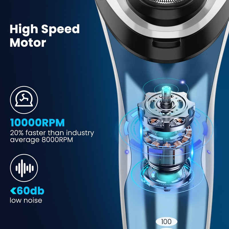 Electric Razor for Men with Nose Trimmer (Blue)