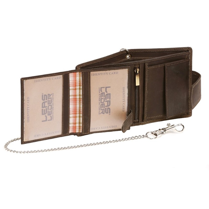 Mens and Ladies Wallet with chrome chain Biker wallet vertical