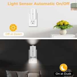 LED Night Light Plug in, Modern Plug-into Wall NightLight, Adjustable 0-200LM Brightness,Daylight 5000K,Dimmable Night Lights for Hallway Bedroom Stairway, Kitchen, Dusk to Dawn Sensor,4 Pack