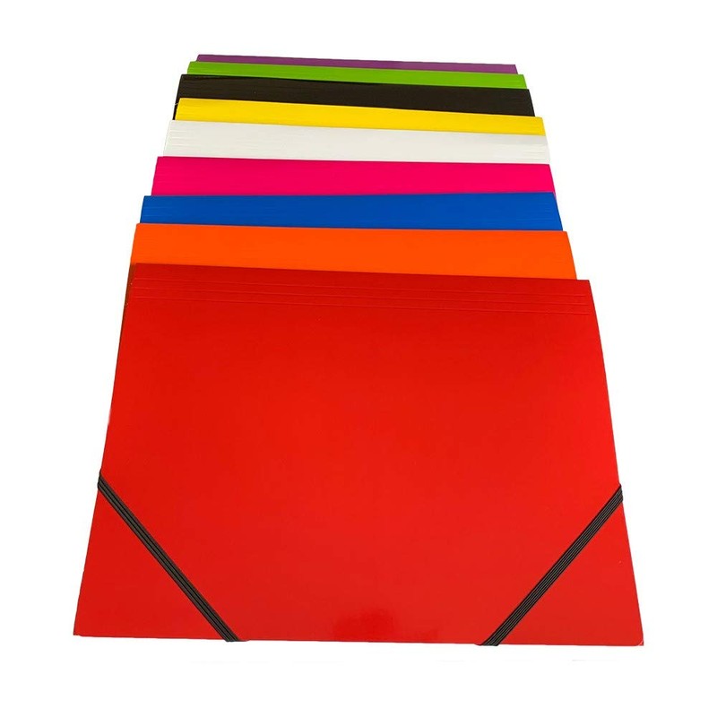 Janrax A4 Black Laminated Card 3 Flap Folder with Elastic