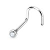 PiercedOff 316L Surgical Steel Nose screw with Clear CZ Gem