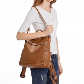 Wishliker Women's Backpack Anti-Theft School Bags Waterproof Daypack, A-brown, Practical, elegant