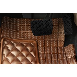 Lwope Universal Trim-to-Fit Car Floor Mats for Cars Trucks SUVs Rubber Non-Slip Waterproof All Weather Protection Floor Liner-Gold