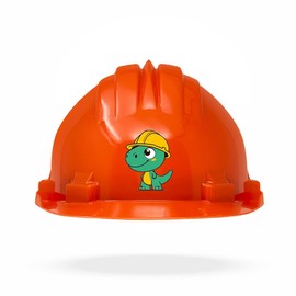 TAMS Children's Helmet Construction Helmet Protective Helmet with Screw Lock | Game & Fun (Dinosaur, Orange)