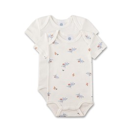 Sanetta Baby Bodysuit Short Sleeve (Double Pack) Off-White Donkey | High-Quality and Sustainable Bodysuit for Boys Made of Organic Cotton Contents: Set of 2 Baby Bodysuit, beige