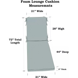 RSH Décor Outdoor Foam Chaise Lounge Chair Cushion, Navy Blue Solid