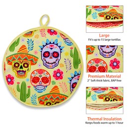 VNOM - Bolsa térmica para tortillas de 12 pulgadas, aislada y apta para microondas, mantiene el calor para harina de maíz, taco, pizza, pan hasta una hora, color amarillo