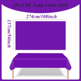 2Pcs Dark Purple Party Tablecloth Decorations for Birthday, Disposable Table Cloth, Table Covers, Dining Tablecover for Indoor or Outdoor Kid Wedding Birthday Picnic Party Decorations