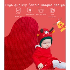 LLbucuo Toddler Winter Hat Baby Knitted Cartoon Beanie Hat Warmer Soft Cap Newborn Embroidery Hat for Boys Girls (as1, Age, 1_Year, 3_Years, Red Elk)