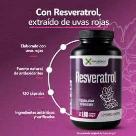 Kukamonga | Kit 5 Frascos Resveratrol 100% Natural | 180 Cápsulas de 500 mg | Antioxidante Natural con Alto Contenido de Polifenoles | Apoyo a Energía