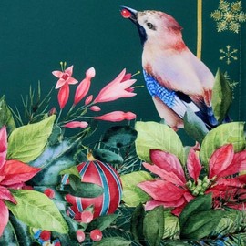 Maison Charlo | Set of 4 Placemats Christmas Bird Cloth Waterproof 17" by 13" | Dining Table Decor, Home Decor | Washable Heat Resistant for Parties, Kitchen Table | Polyester, Red