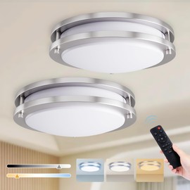 Kalium LED Ceiling Light with Remote 2 Pack 13 Inch Flush Mount Ceiling Light Fixture, 24W 3000K-6000K Adjustable Color Temperature, Dimmable Lighting Fixtures for Kitchen Bedroom Living Room Hallway