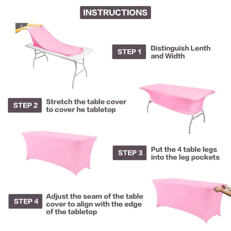 IVAPUPU 6FT Table Cloth for Rectangular Fitted Events - Stretch