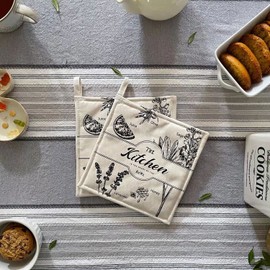 ZORR Pack of 4 Pot Holders Cotton 20 cm for Baking and Cooking Kitchen Accessories Beige