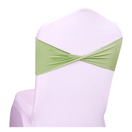 MDS Pack of 25 Spandex Chair Sashes Bows Elastic Stretch Dining Chair Bands Ties Without Slider Buckle Universal fits for Wedding Baby Shower Birthday Party Banquet Event Decoration - Sage Green