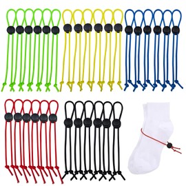 Huakaile 30 Pieces 5 Colors Sock Clips for Laundry Washing Machine and Dryer Washer, Elastic Laundry Loop Holder Stocking Tie Paired Socks Organizer