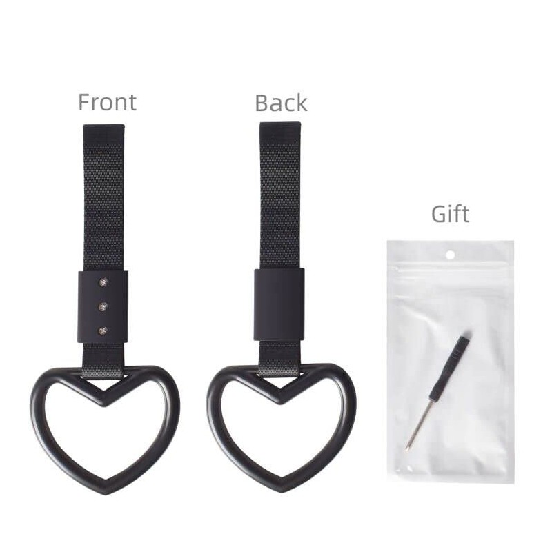 EIOUMAX JDM Heart Shaped Car Handle Straps,Rear Bumper Warning Rings