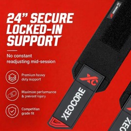 XEOCORE TORQUE 24" Weightlifting Wrist Wraps – Premium Heavy Duty Wrist Support for Weightlifting, Powerlifting & CrossFit | Competition Grade, Adjustable Strap, Secure Fit for Men & Women