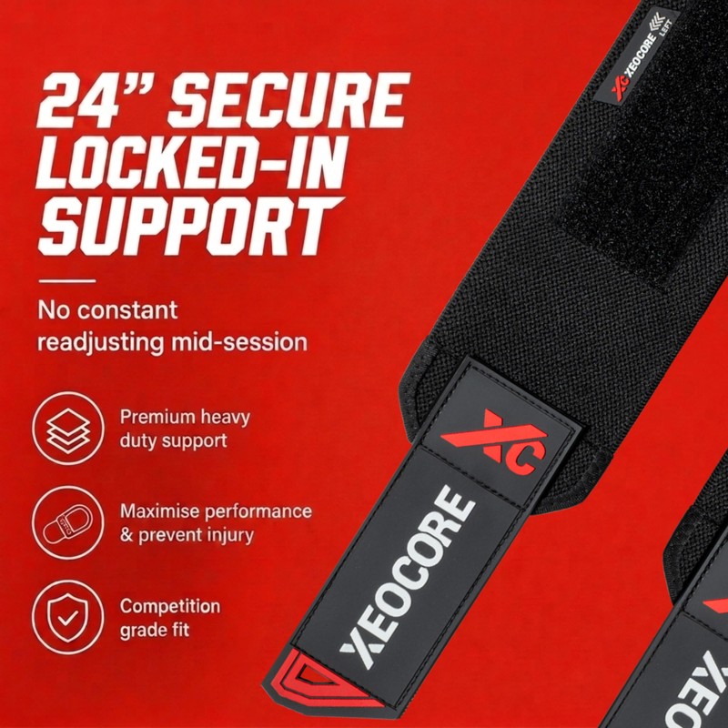 XEOCORE TORQUE 24" Weightlifting Wrist Wraps – Premium Heavy Duty