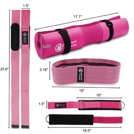 J Bryant Barbell Pad Set with 2 Ankle Straps for Cable Machines, Hip Resistance Band, Weight Lifting Straps, Thick Cushion Hip-Thrusts Pad with Carry Bag for Squats Bench Press Workout