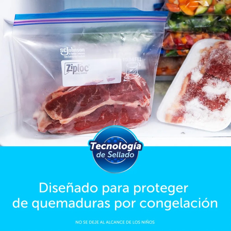 Bolsas de Plstico Reutilizables Ziploc para Congelar con Doble Cierre,