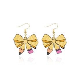 Teacher Earrings for Women Pencil Bow Design Jewelry Dangle Earrings Educator Appreciation Gifts Outfits Accessories