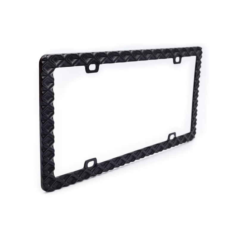 Creathome 3D Waffle Pattern Matt Black License Plate Frame from