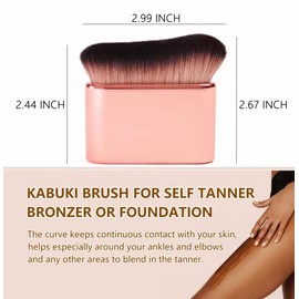 Self Tanner Brush - Body Makeup Brush for Self Tan, Kabuki Brush for Body Foundation Brush Makeup Brush for Fake Tan, Self Tanning Mousse Blending Brush Sunless Tanner Makeup Brush (Rose Gold)