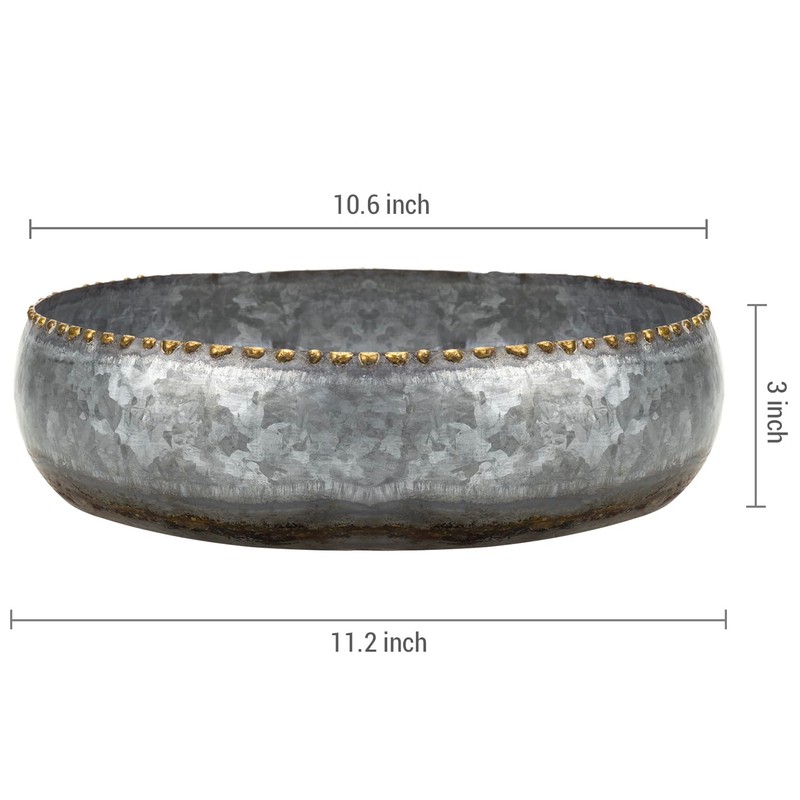 MyGift Macetero Redondo de Metal galvanizado en Color Plateado Mide