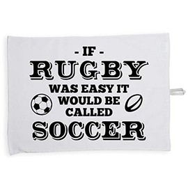 Hippowarehouse If Rugby Was Easy It Would Be Called Soccer Tea Towel Eco Printed Dish Cloth Kitchen accessory 50cmx70cm 100% Cotton