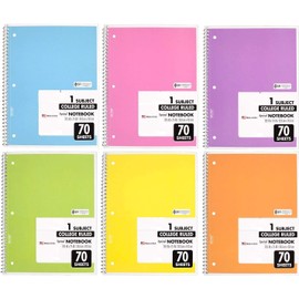 Spiral Notebooks (Pack of 18) - 1 Subject, College Ruled, Spiral Bound, Pastel Colors, 70 Pages Each - Perfect for School, Office, and Creative Projects