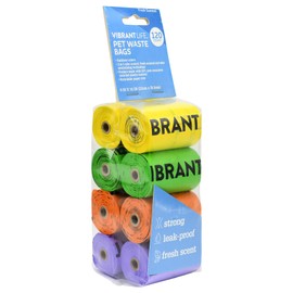 Vibrant Life 120 PET WASTE BAGS | RAINBOW COLORS FRESH SCENT DURABLE LEAK-PROOF