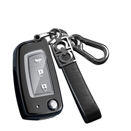 SANRILY ABS+Zinc Alloy Key Fob Cover Case for Nissan Rogue Sport Rogue S Rogue Select 2019 2018 Sylphy Pulsar Frontier Folding Flip Key Keyless Key Shell with Keychain Black
