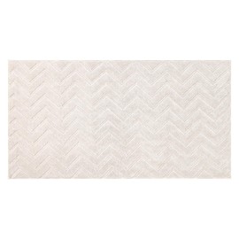 SHACOS Soft Fluffy Chevron Area Rug 2'7"x5' Non Slip Backing Washable Modern Geometric Wave Rug High-Low Textured Floor Cover Medium Pile Carpet for Entryway Bathroom Bedroom Kitchen, Cream