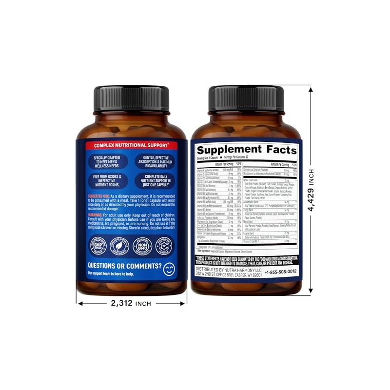 Multivitamin for Men - B-Complex | Whole Foods & Enzymes