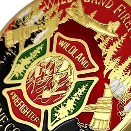 Wildland Firefighter Challenge Coin Thin Red Line Brotherhood Fire Rescue Fireman Coin
