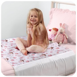 IMPROVIA® Toddler Bed Wetting Pad – 2 Pack 34x36 Waterproof Mattress Protector with Wings – Ultra Absorbent, Fast Drying, Non-Slip Washable Underpad for Kids & Potty Training – Doll Design