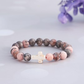 MFTRADING Cross Bracelet Gifts Christian Religious Baptism Gift Jewelry for Women Inspirational Beaded Bracelet for Godmother Daughter Mom Grandma